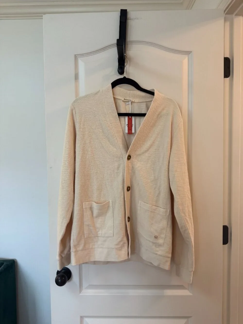 Marine Layer Bouclé Cardigan Sweater Small Antique White 100% Cotton